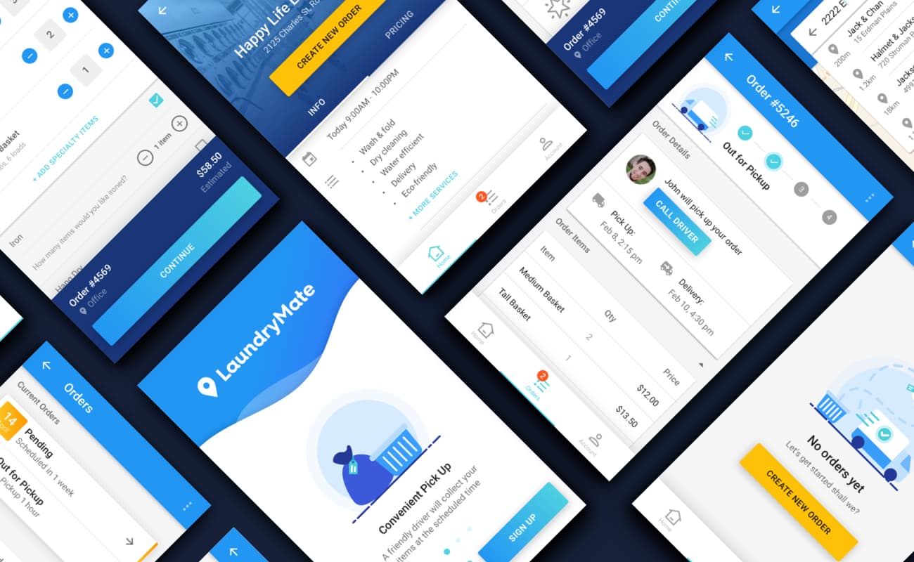 LaundryMate app screens